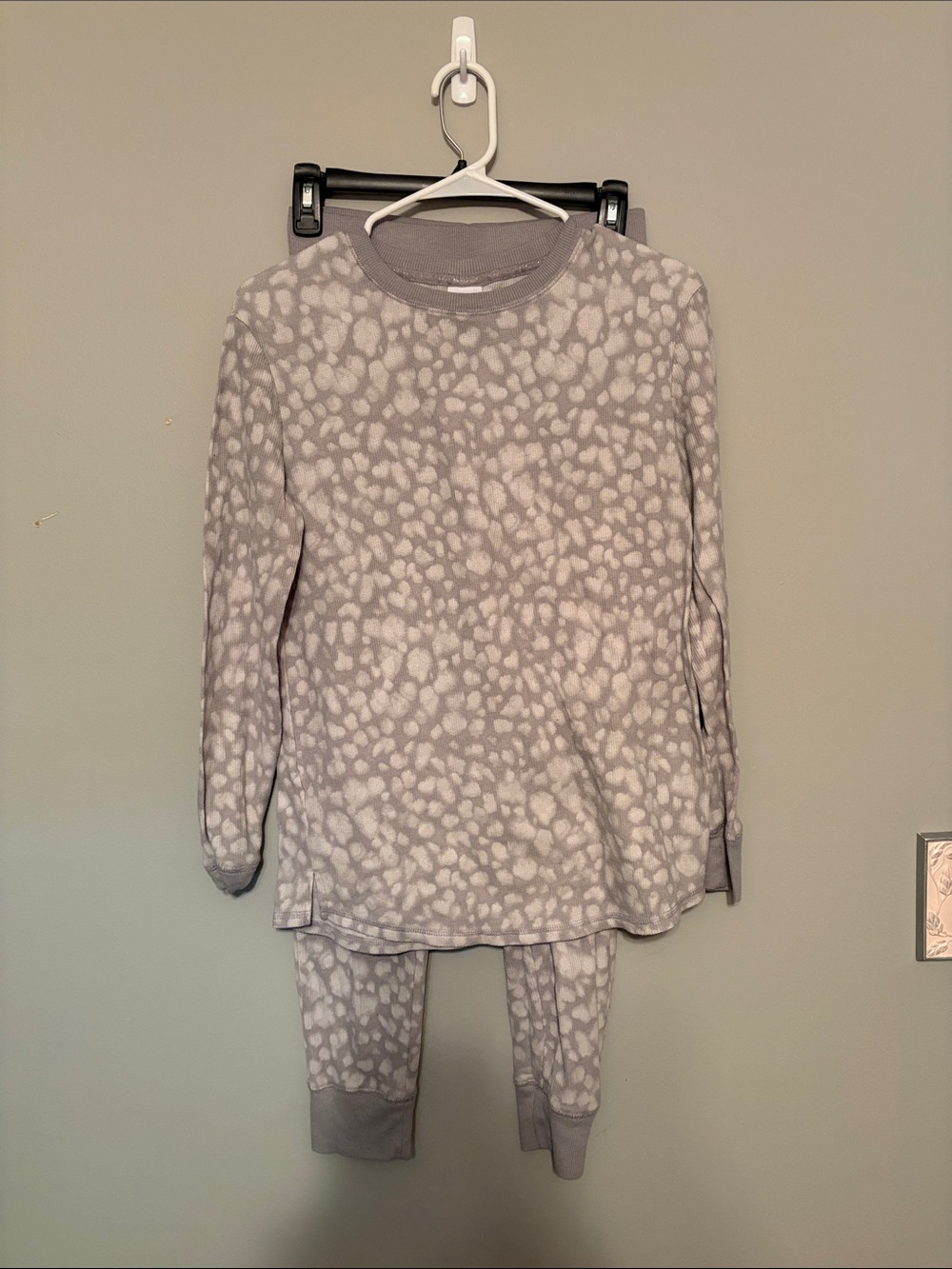 stars above Gray and White Animal-Print Pajama Set